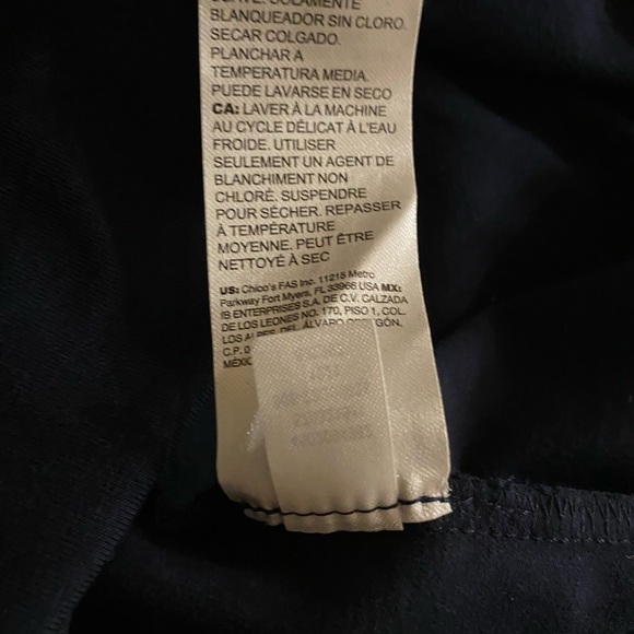 🎉HP🎉NWOT CHICO’S Navy Ruffled Knit Woven Tiered Sleeve Blouse Top Size 16 - Picture 5 of 9